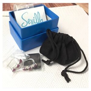 SEVILLA Indian Star Ruby Sterling Silver Earrings in Box w/Dust Bag